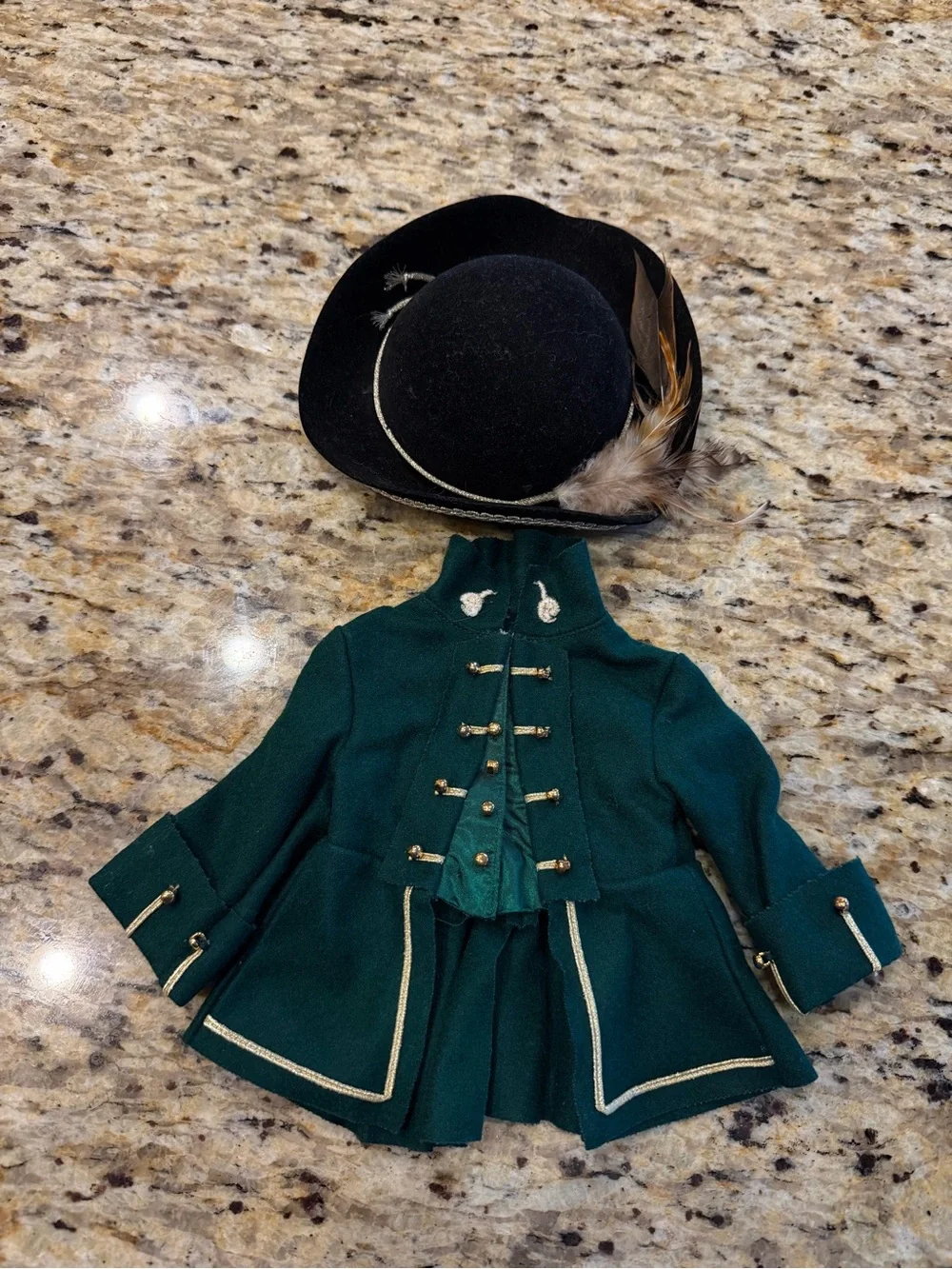 American Girl Felicity's Green Riding Jacket and Hat Retired, EUC